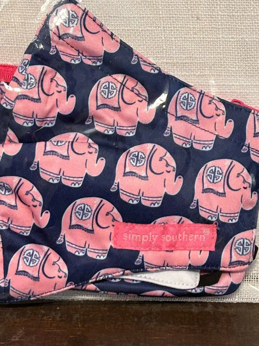 Simply Southern Pink & Blue Elephant Mask and Zipper Pouch Set